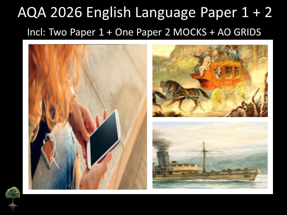 Three AQA 2026 GCSE English Language Paper 1 + 2 Mocks | AO GRIDS