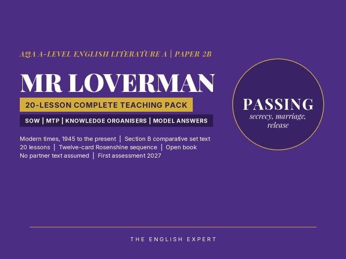 Mr Loverman Scheme of Work | AQA A-Level Englizh Lit A 7712
