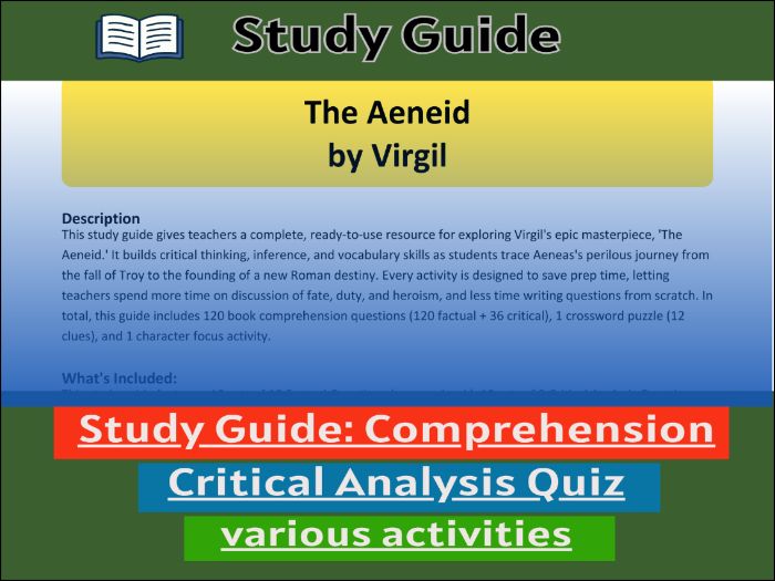 The Aeneid by Virgil, Worksheet & Activities