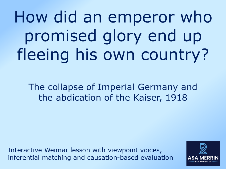 The Kaiser’s Abdication, 1918 – Interactive GCSE Enquiry Lesson (Weimar & Nazi Germany)