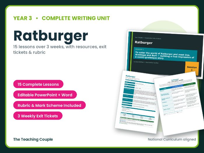 Ratburger | Year 3 English Unit | 15 Complete Lessons + Resources + Mark Scheme