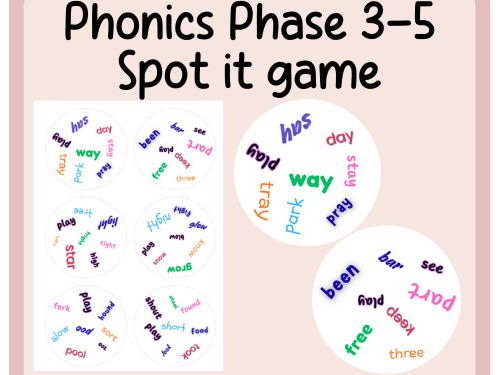Phonics words spot it game- Phase 3- 5 - Year 1- continuous provision