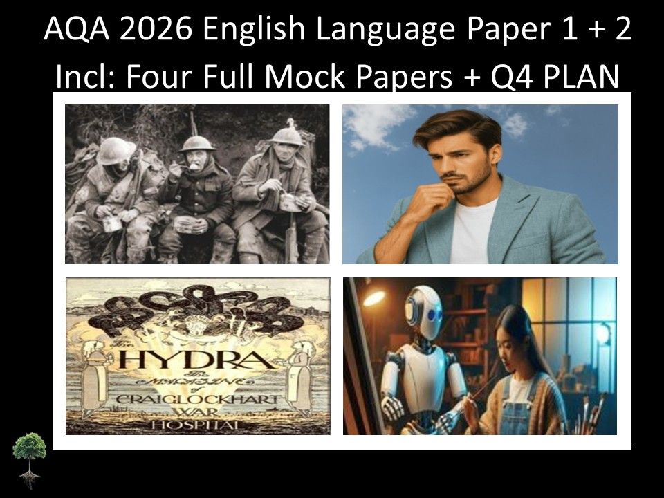 Four AQA 2026 English Language Paper 1 + 2 Full Mocks | Q4 PLAN