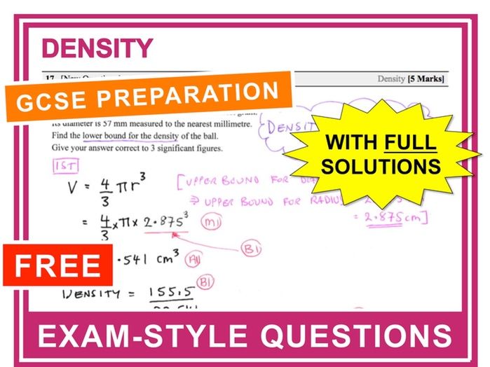 GCSE 9-1 Exam Question Practice (Density)