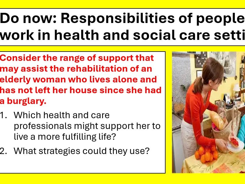 BTEC National Health and Social Care Level 3, Unit 2 Working in Health and Social CareLESSON4