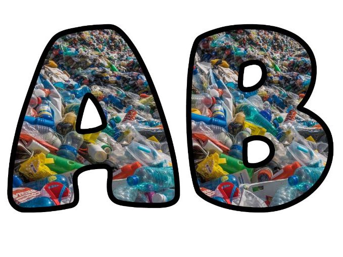One Use Plastic Landfill Classroom Display | Lettering Set | Upper & Lowercase, 0-9 and Signs