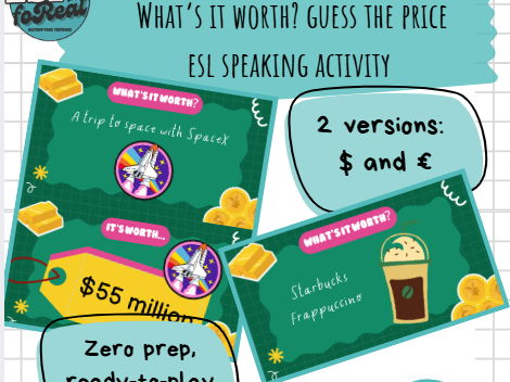 What’s It Worth? ESL Speaking Game (Guess the Price Activity)