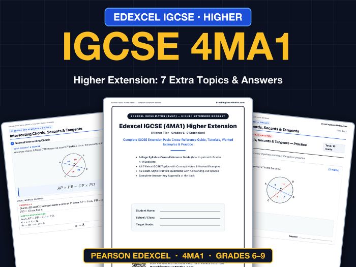 Edexcel IGCSE Maths (4MA1) Higher Extension Booklet (Tutorials, Worksheets & Answers)