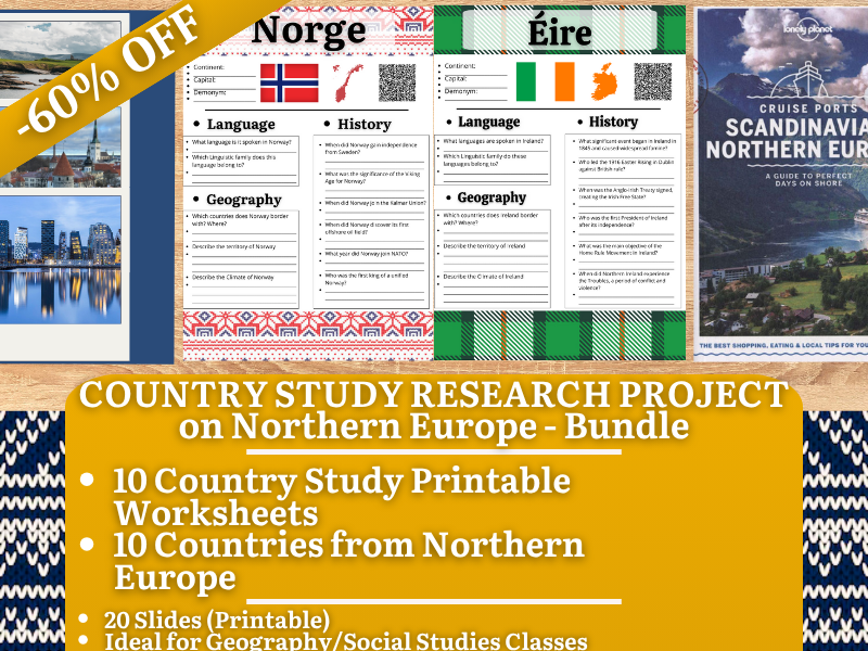 Country Study Research Project - Northern Europe - Social Studies - Bundle