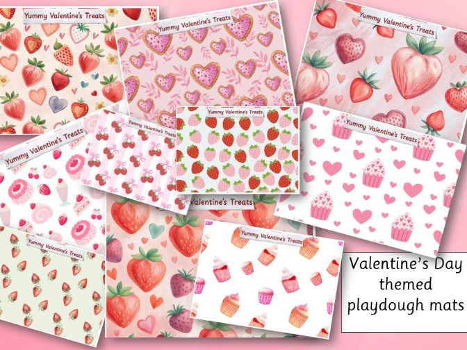Valentine's Day Themed Playdough Mats
