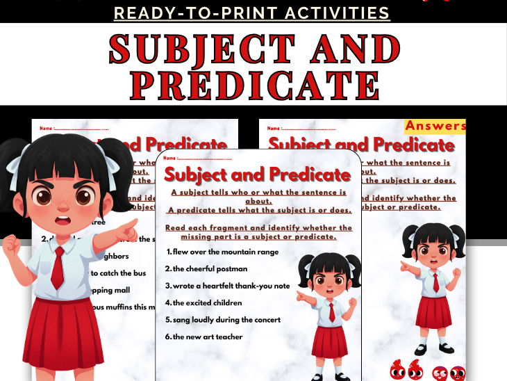 Subject and Predicate Worksheets | Grammar Practice | Identifying Sentence Parts