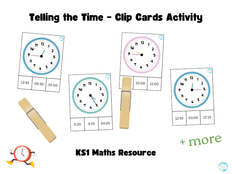 Telling the Time – Clip Cards Activity - KS1 Maths Resource