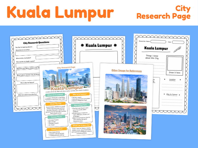 Kuala Lumpur City Research Project | Malaysia Geography Worksheets