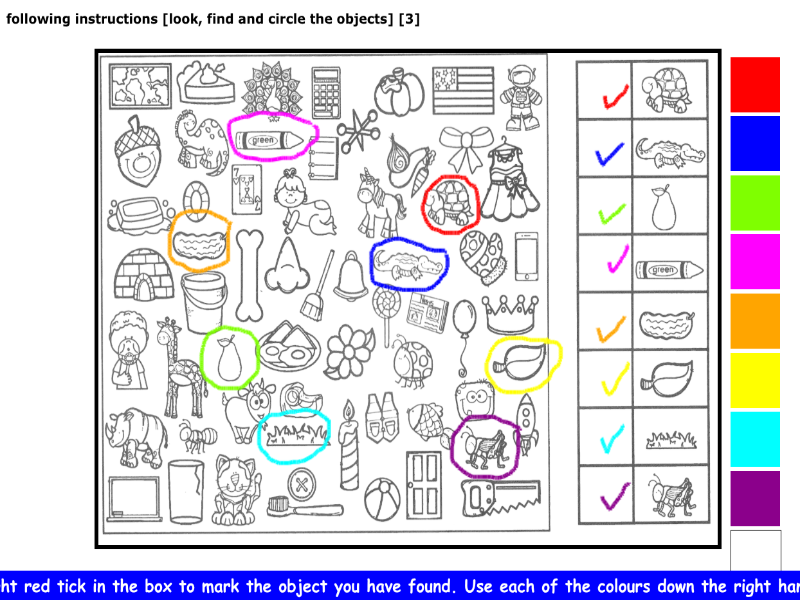 following instructions [look, find and circle the objects] [3]