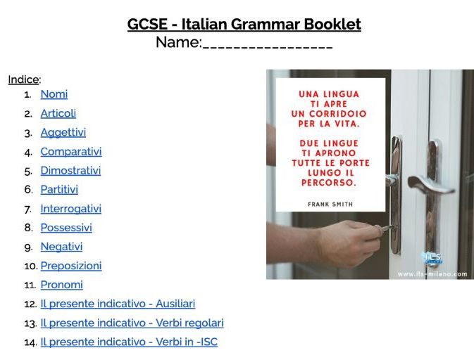 Italian KS4 Grammar&Translation Booklet