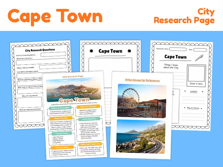 Cape Town City Research Project | Geography & Culture Worksheets