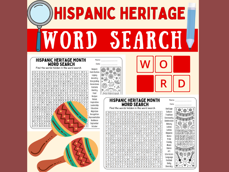 Hispanic Heritage Month Word Search | September & October Vocabulary Puzzle