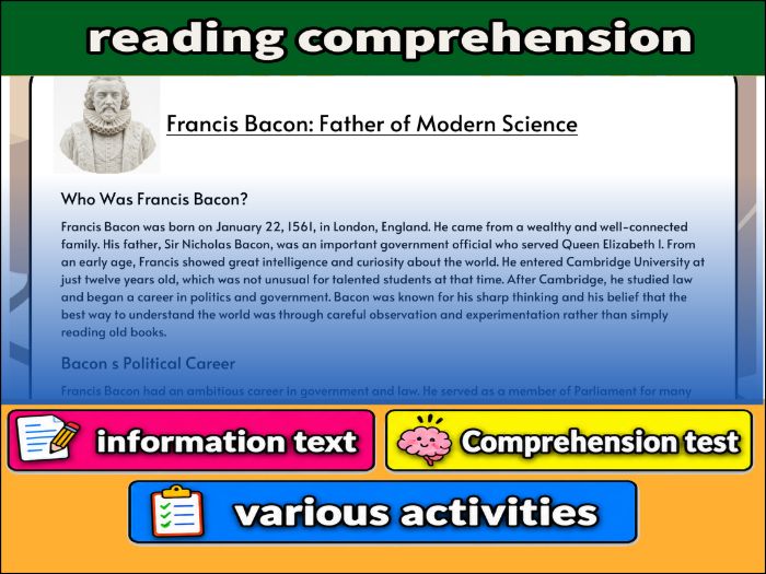 Francis Bacon: Father of Modern Science- Reading Comprehension, Worksheet & Activities