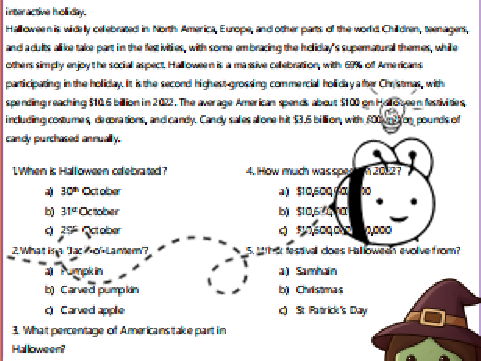 Halloween Comprehension Worksheet