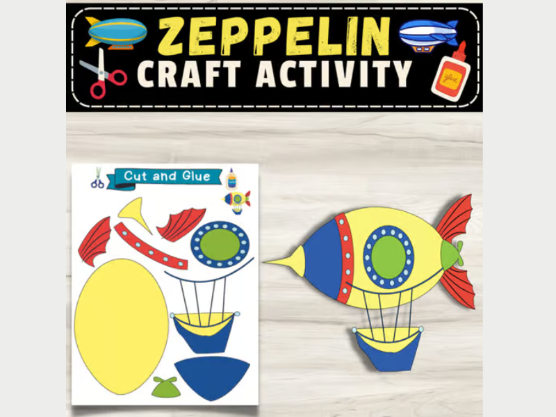 Build A Zeppelin Craft: Transportation & Coloring & Activities For Kids