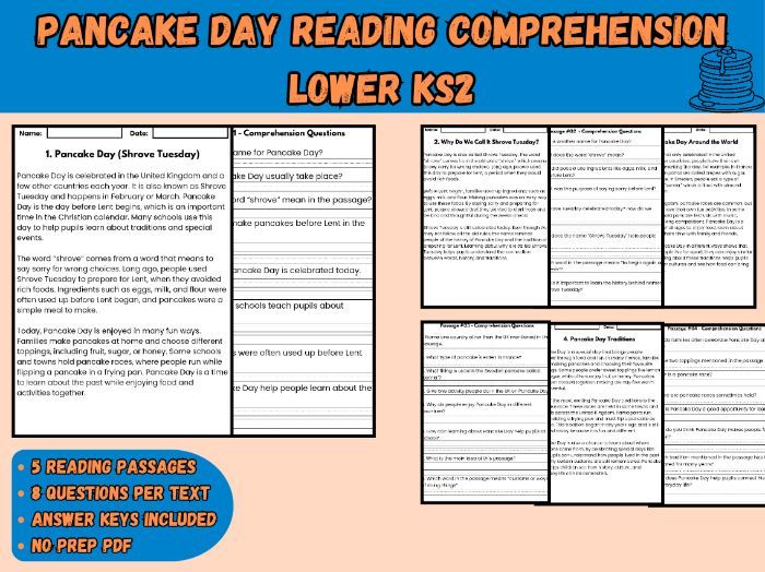 Pancake Day Reading Comprehension KS2