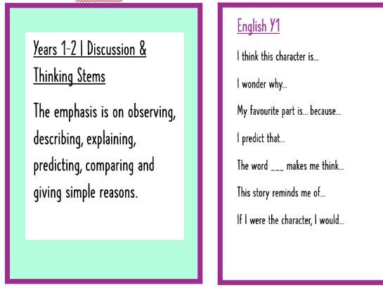 Little Thinkers- Year 1&2 -Oracy and Thinking Stems