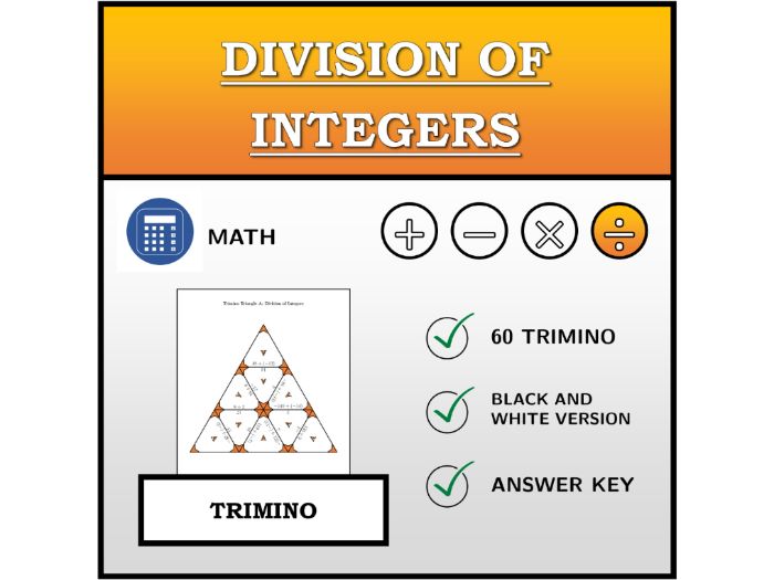 Trimino | Division of Integers | Math Activity