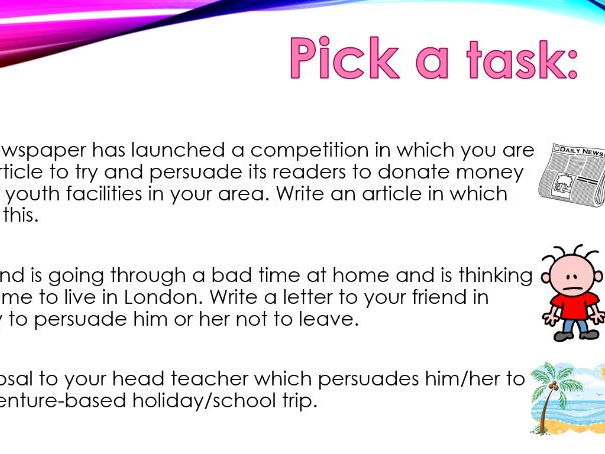 persuasive writing homework task