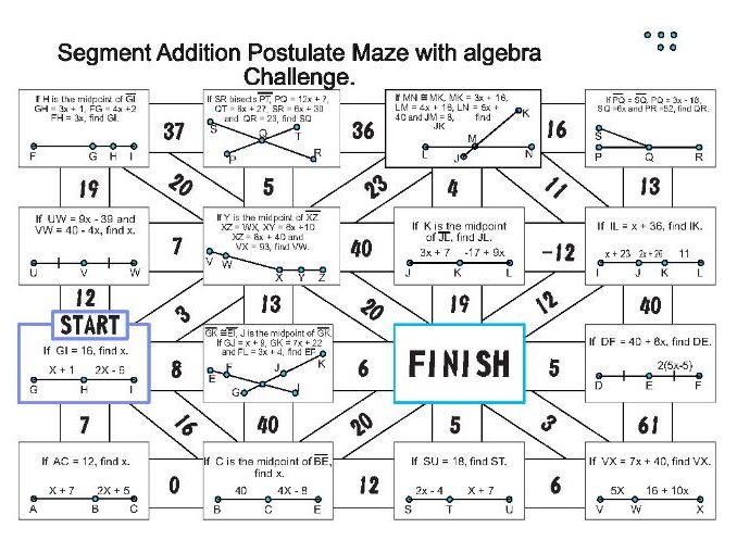 Segement addition postulate maze-challenge