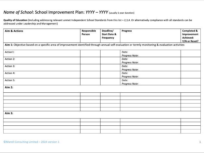 School Improvement Plan Template