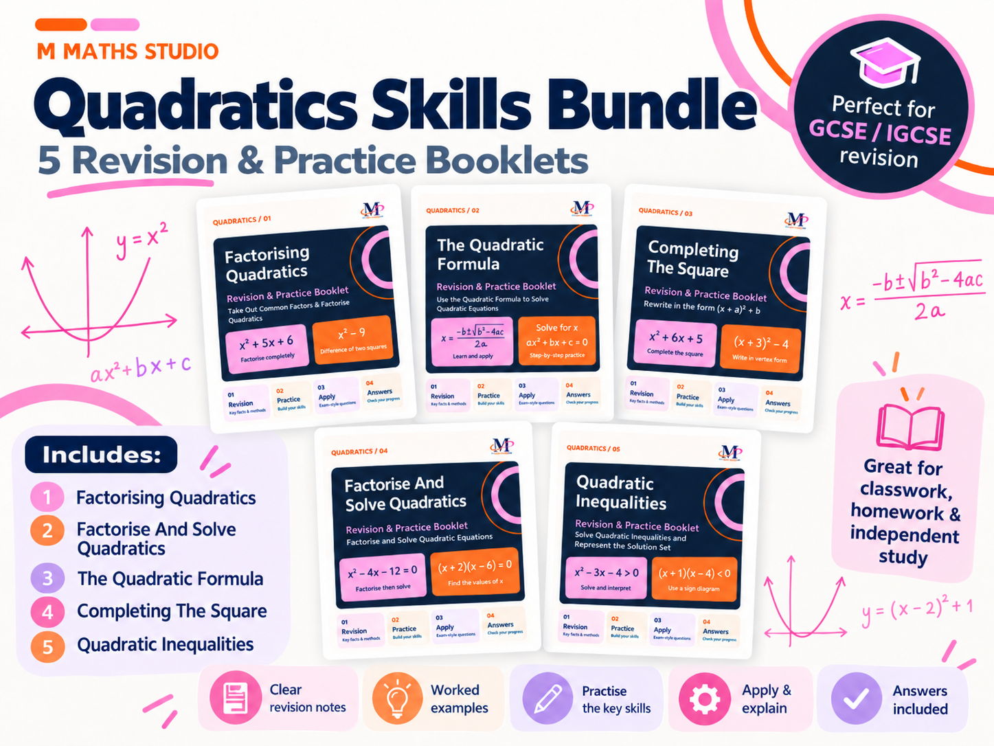 All Things Quadratics | Revision Booklet Bundle