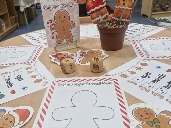 Roll a gingerbread man dice game