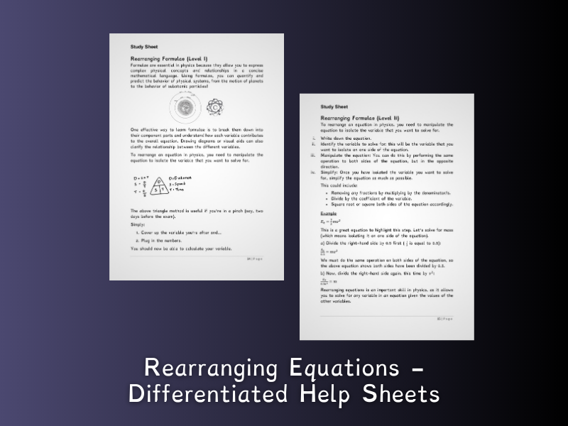 Rearranging Equations: Physics Energy Formulae | Teaching Resources
