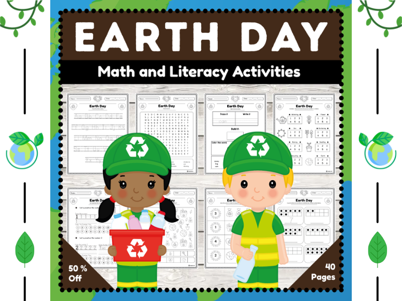 Earth Day Math and Literacy Activities for Elementary and Kindergarten Students