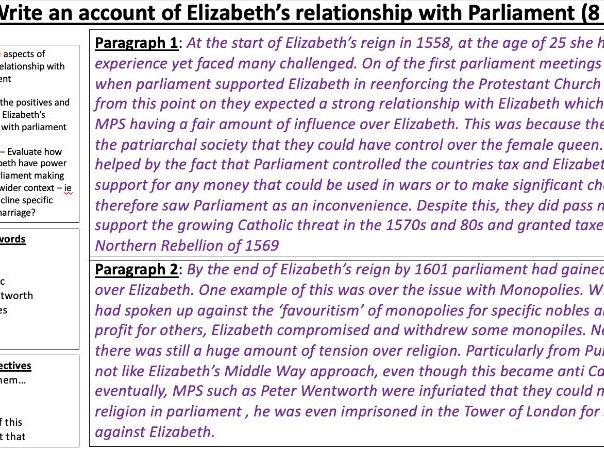 AQA Elizabethan England - Part 1 FULL LESSONS and WORKSHEETS