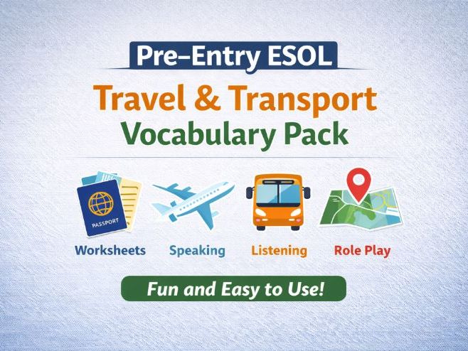 ESOL Travel & Transport Pack – Pre-Entry / Entry 1 – Worksheets, Conversations & Grammar (EAL / Func