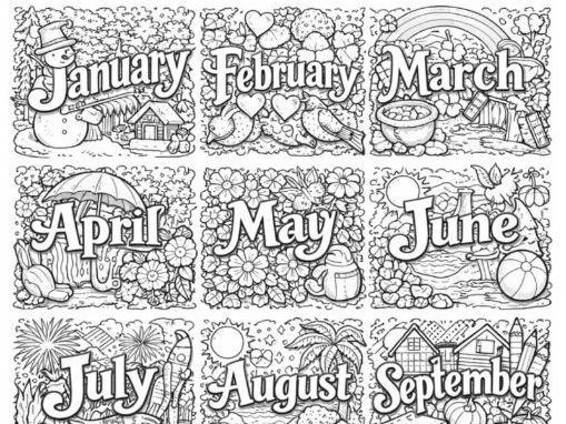 Months of the Year Colouring Page
