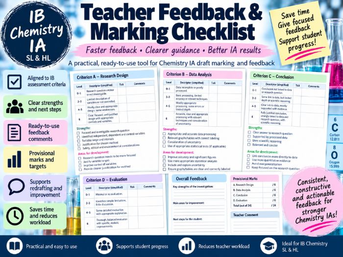IB DP Chemistry IA Teacher Feedback & Marking Checklist