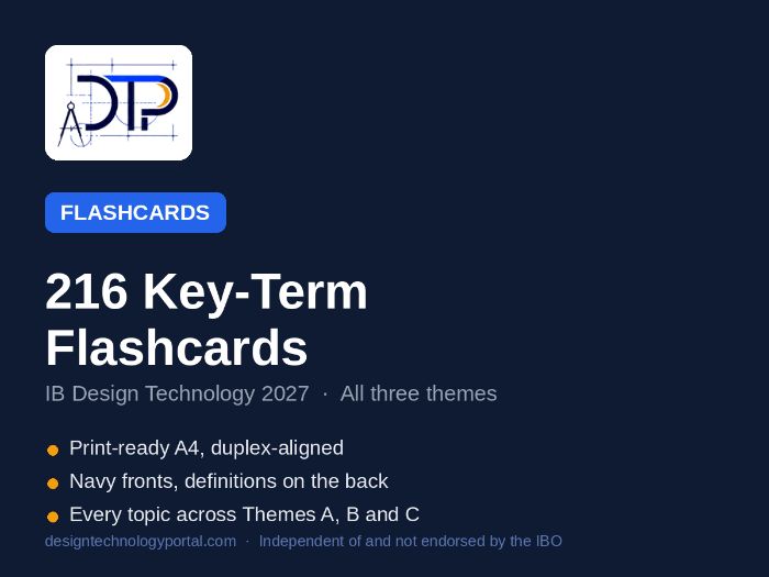 IB Design Technology 2027: 216 Key-Term Flashcards
