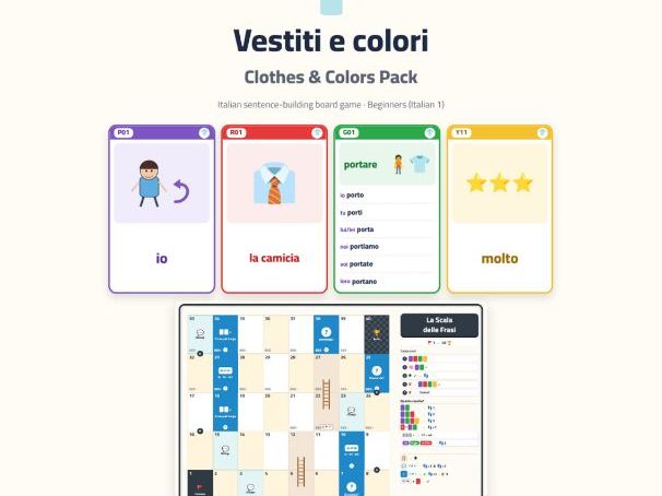Italian Clothes & Colours Sentence-Building Game