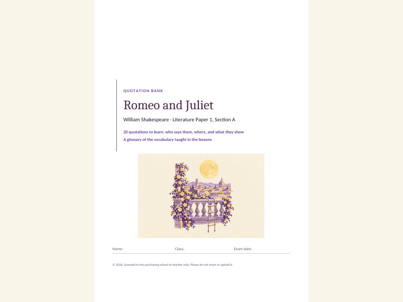 Romeo and Juliet quotation bank: 20 quotations to learn