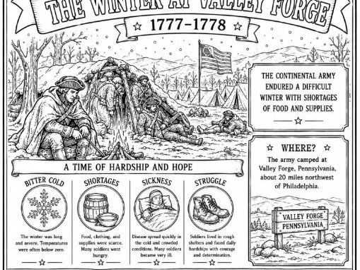 American Revolution Colouring Page- The Winter At Valley Forge