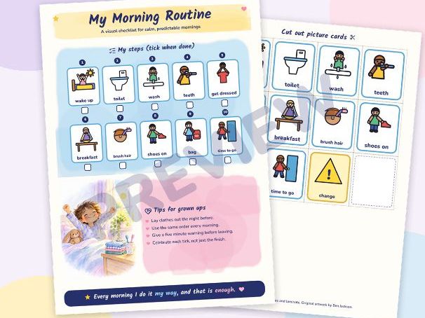 My Morning Routine: Visual Checklist with Picture Cards