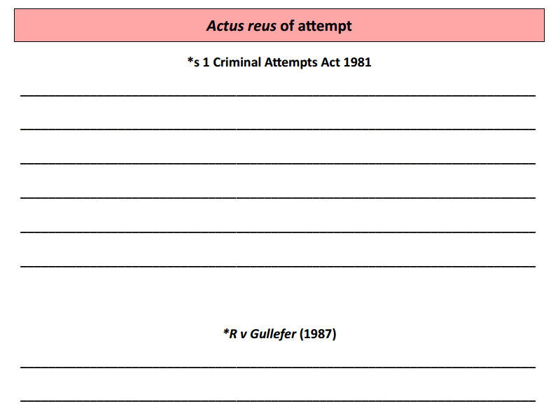Attempt - cases and statutes worksheets (OCR A-level law)