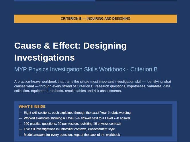 IB MYP Physics Criterion B Inquiring & Design