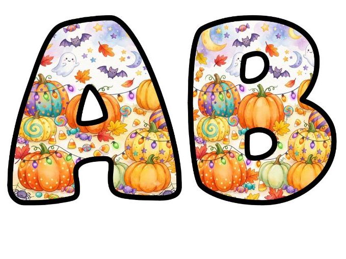 Pastel Halloween Pumpkins Bubble Letters | Seasonal Bulletin Board Letters | Classroom Display Pack