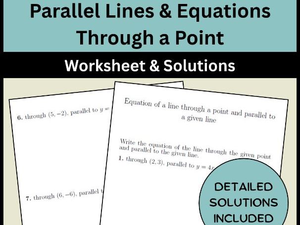 Parallel Lines & Equations Through a Point Worksheet & Solutions