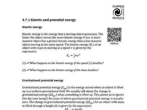 Kinetic and potential energy