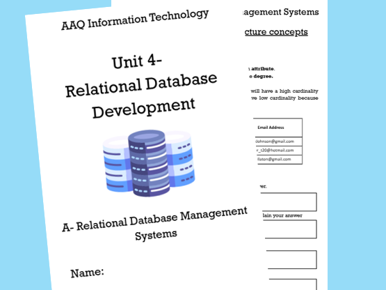 AAQ Information Technnology Unit 4: Relational Database Development LA A1-A3 workbook