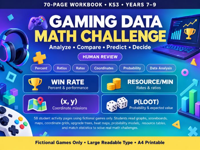 Gaming Data Maths Challenge – KS3 – 70 Pages